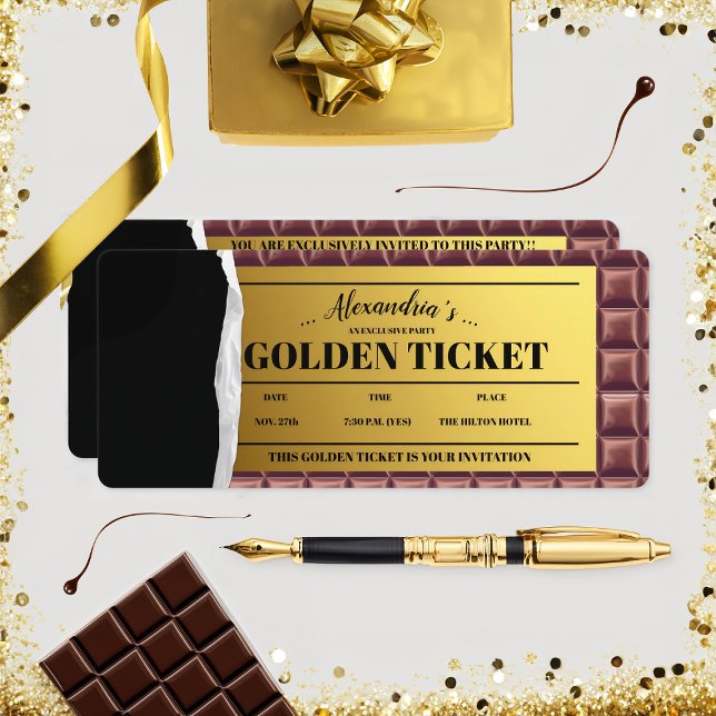 Invitation Soirée de chocolat personnalisé en Golden Ticket (Créateur téléchargé)