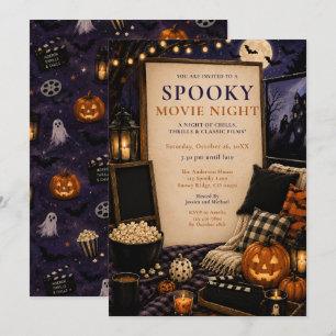 Invitation Soirée de cinéma d'Halloween effrayante