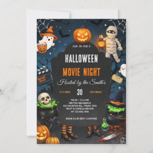 Invitation Soirée de cinéma d'horreur Halloween épouvantable 
