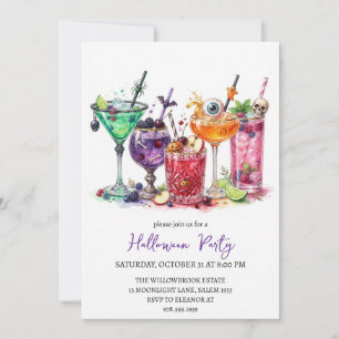 Invitation Soirée de cocktail effrayante Halloween