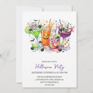 Invitation Soirée de cocktail effrayante Halloween
