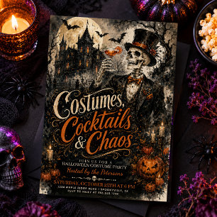 Invitation Soirée de cocktail Halloween squelette gothique vi