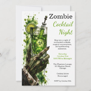Invitation Soirée de cocktail Zombie Nuit de poison vert Hall
