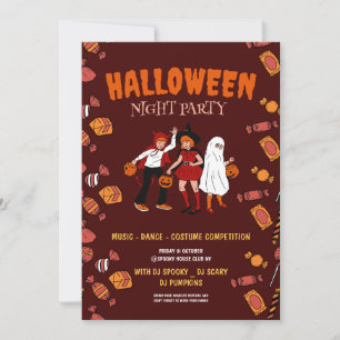 Invitation Soirée de costumes d'Halloween, Nuit d'Halloween