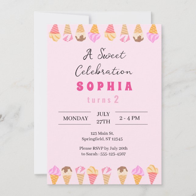 Invitation Soirée de crème glacée douce (Devant)