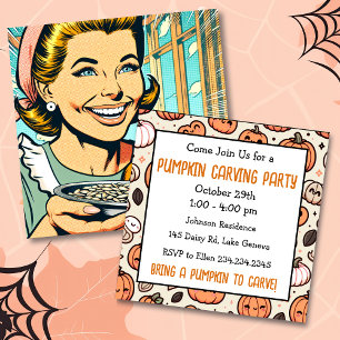 Invitation Soirée de découpage de citrouille d'Halloween