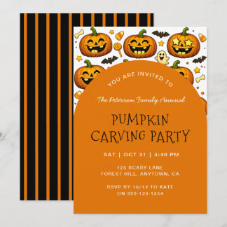 Invitation Soirée de découpage de citrouille d'Halloween Jack