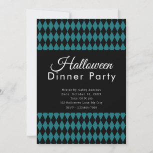 Invitation Soirée de dîner d'Halloween noire et verte