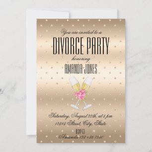Invitation Soirée de divorce au champagne Gold