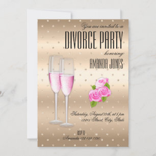 Invitation Soirée de divorce rose or