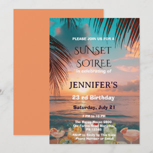 Invitation Soirée de fête d'anniversaire sur la plage au couc
