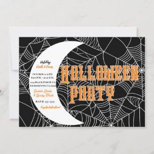 Invitation Soirée de fête d'Halloween au croissant de lune en