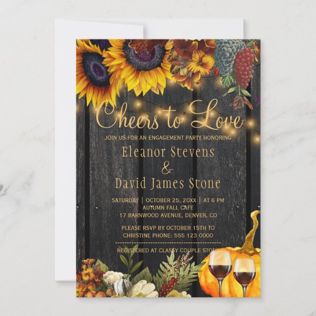 Invitation Soirée de fiançailles en bois rustique (Devant)