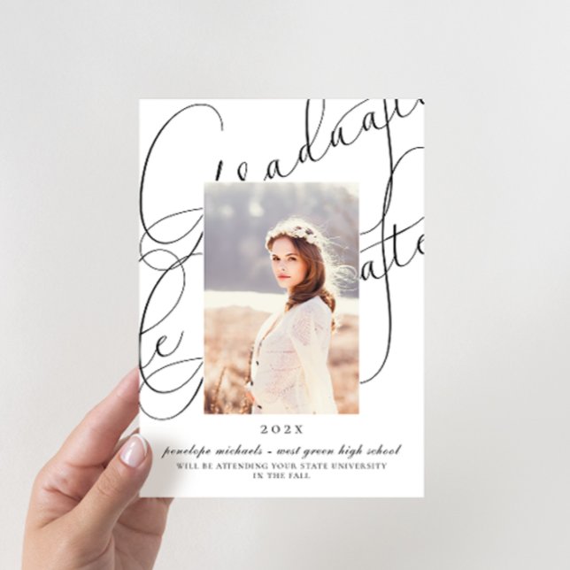 Invitation Soirée de graduation de la photo de script élégant (Créateur téléchargé)