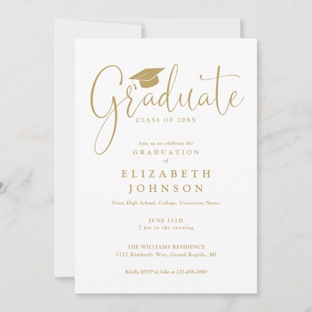 Invitation Soirée de graduation de l'élégante Gold Script mod (Devant)