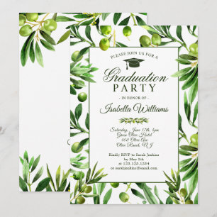 Invitation Soirée de Graduation du Jardin Olive Boho Elégant