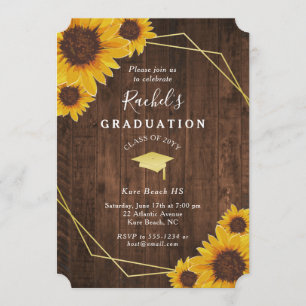 Invitation Soirée de graduation géométrique en or de tourneso