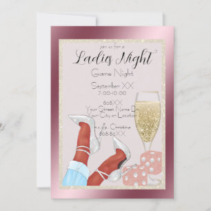 Invitation Soirée de jeu pour dames glamour avec des jambes f