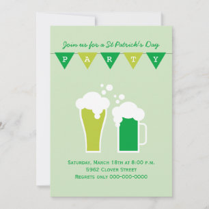 Invitation Soirée de la bière verte St Patrick's Day Party
