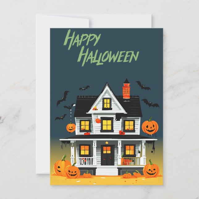 Invitation Soirée de la Maison Hantée d'Halloween (Devant)