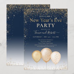 Invitation Soirée de la Parties scintillant d'or du Nouvel An