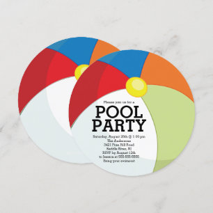 Invitation Soirée de la piscine de la plage de Cute
