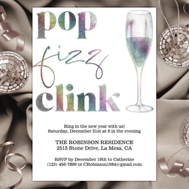 Invitation Soirée de la Saint Sylvestre Rainbow Sparkle Cheer (Créateur téléchargé)