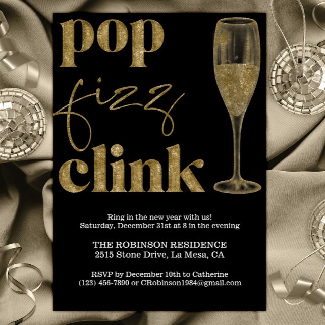 Invitation Soirée de la Soirée de l'or Étincelle Cheers (Créateur téléchargé)