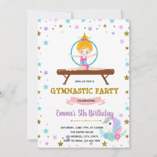 Invitation Soirée de licorne gymnastique mignonne