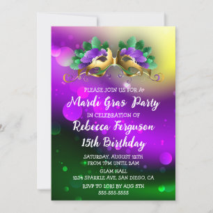 Invitation Soirée de Mardi Gras Masqué