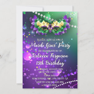 Invitation Soirée de Mardi Gras Masqué