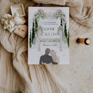 Invitation Soirée de mariage élégante aux roses blanches et r