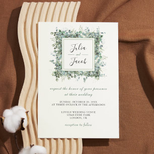 Invitation Soirée de mariage simple Eucalyptus Green