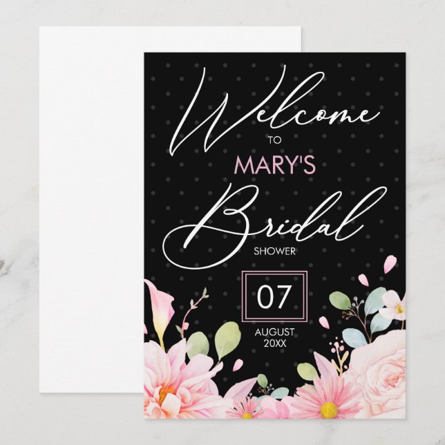 Invitation Soirée de mariée rose moderne invit budget (Devant / Derrière)