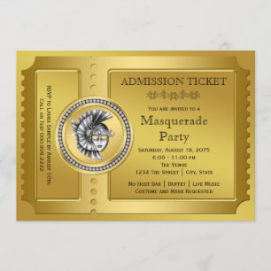 Invitation Soirée de Mascarade en Or