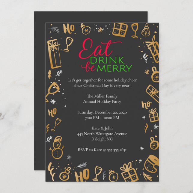 Invitation Soirée de Noël (Devant / Derrière)