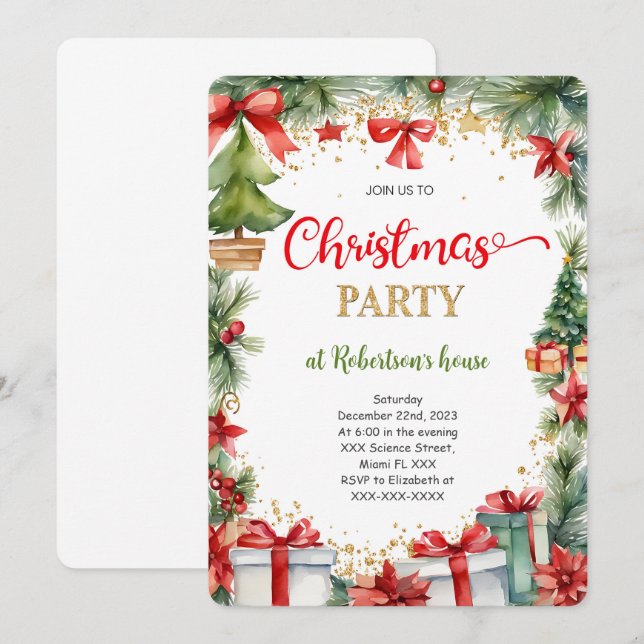 Invitation Soirée de Noël (Devant / Derrière)