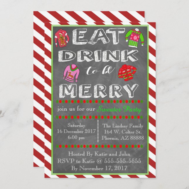 Invitation Soirée de Noël (Devant / Derrière)