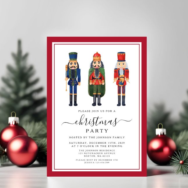 Invitation Soirée de Noël à Noix de Noisette (Cute Nutcracker Christmas Party Invitation)