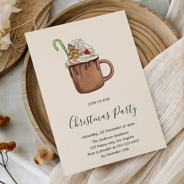 Invitation Soirée de Noël au cacao chaud élégant (Créateur téléchargé)