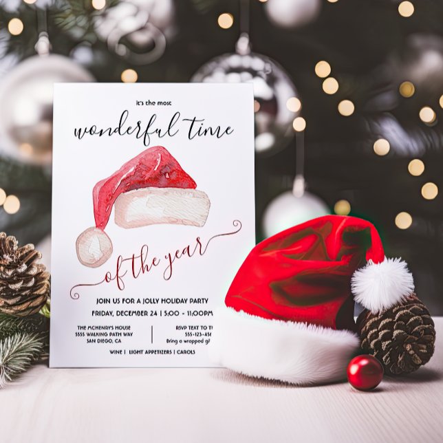 Invitation Soirée de Noël Casquette père Noël (Créateur téléchargé)