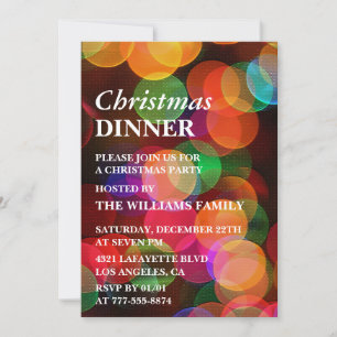 Invitation Soirée de Noël  Confetti étincelant pour dîner