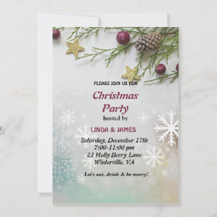 Invitation Soirée de Noël de la baie de Pin Festive Chic