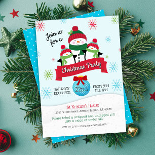 Invitation Soirée de Noël de l'Ornement de Pingouin