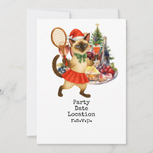 Invitation Soirée de Noël de tennis pour Amoureux de les chat