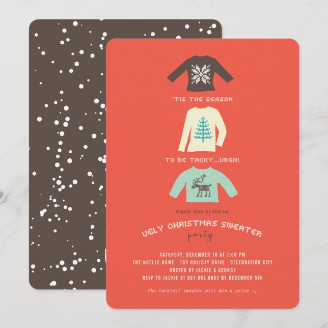 Invitation Soirée de Noël dégoûtante et moche (Devant / Derrière)