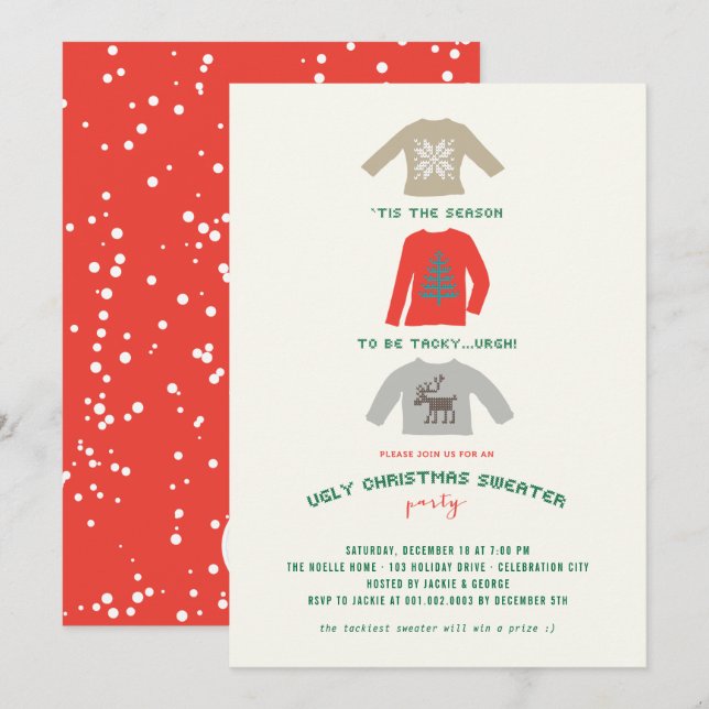 Invitation Soirée de Noël dégoûtante et moche (Devant / Derrière)
