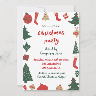 Invitation Soirée de Noël d'entreprise Chaussettes Arbres Mig
