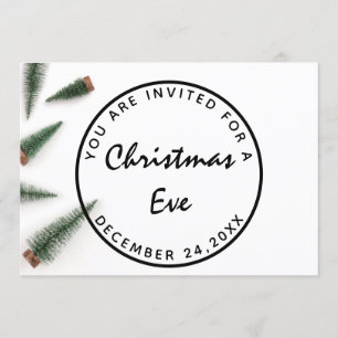 Invitation Soirée de Noël Dîner de vacances Blanc Vert Tout S