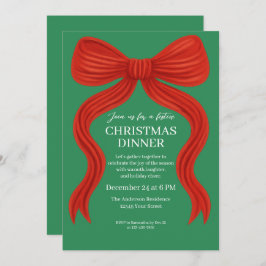 Invitation Soirée de Noël Elegant Bow Rouge -